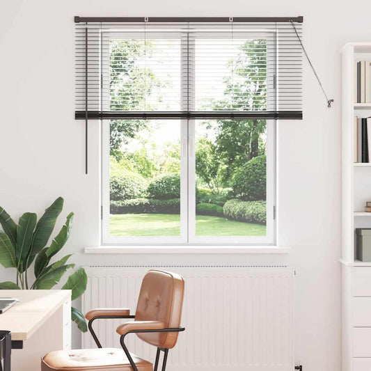 Fensterjalousie mit Vorhängen Schwarz Aluminium