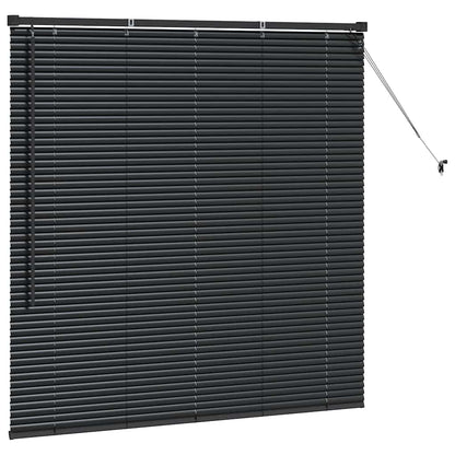 Fensterjalousie mit Vorhängen Schwarz Aluminium