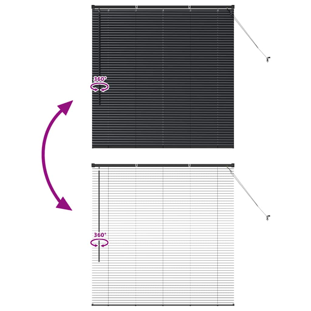 Fensterjalousie mit Vorhängen Schwarz Aluminium