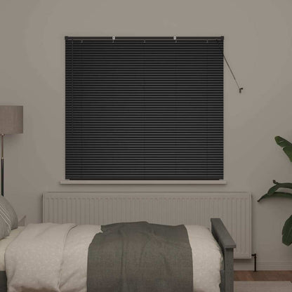 Fensterjalousie mit Vorhängen Schwarz Aluminium
