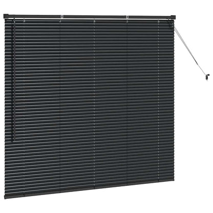 Fensterjalousie mit Vorhängen Schwarz Aluminium