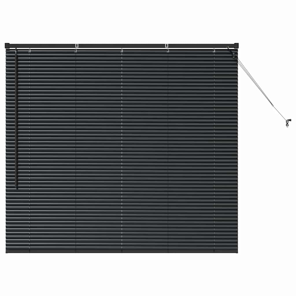 Fensterjalousie mit Vorhängen Schwarz Aluminium