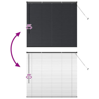 Fensterjalousie mit Vorhängen Schwarz Aluminium