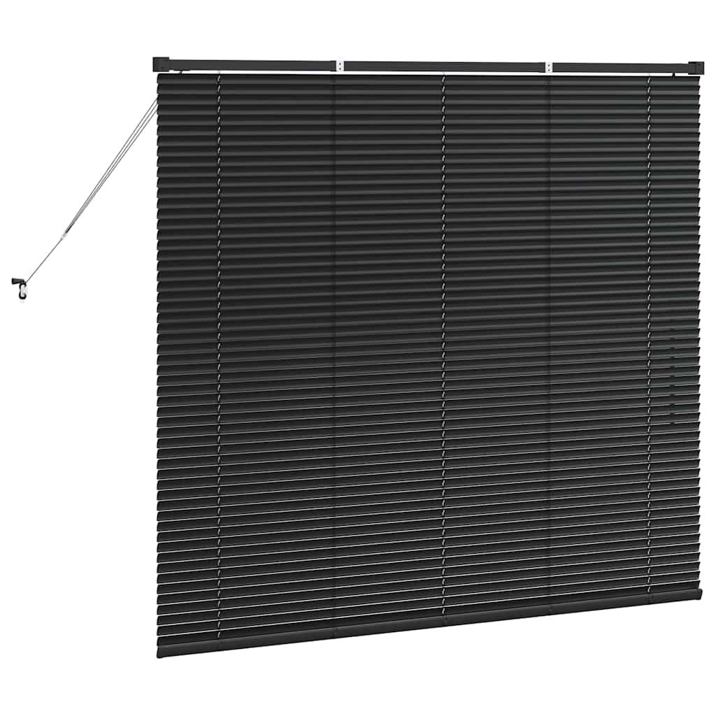 Fensterjalousie mit Vorhängen Schwarz Aluminium