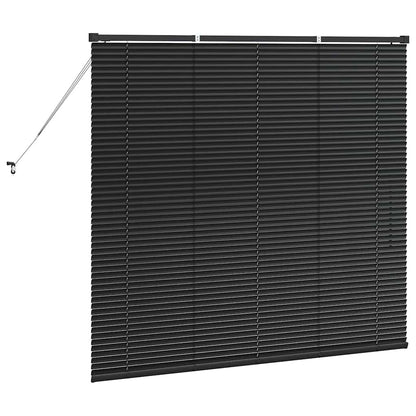 Fensterjalousie mit Vorhängen Schwarz Aluminium