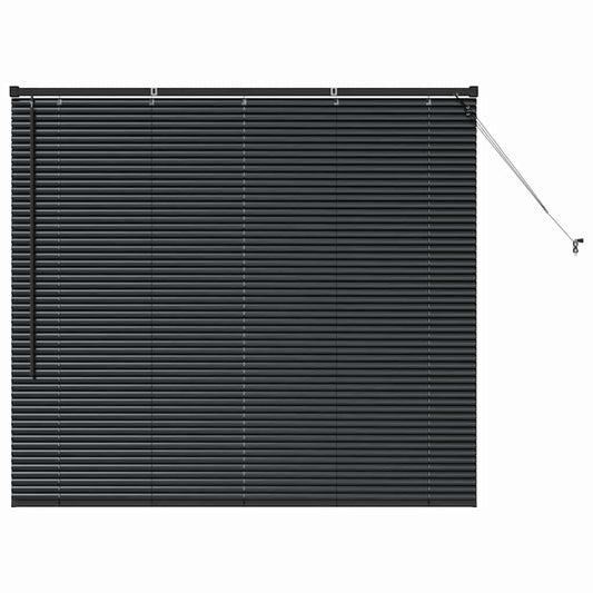 Fensterjalousie mit Vorhängen Schwarz Aluminium