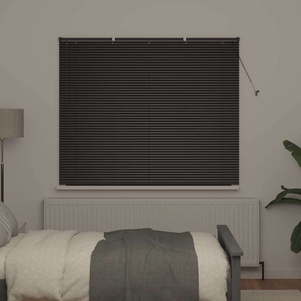 Fensterjalousie mit Vorhängen Schwarz Aluminium