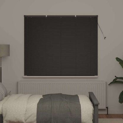 Fensterjalousie mit Vorhängen Schwarz Aluminium