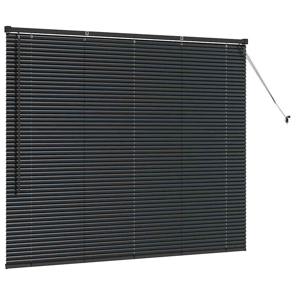 Fensterjalousie mit Vorhängen Schwarz Aluminium