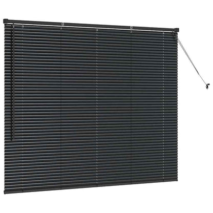 Fensterjalousie mit Vorhängen Schwarz Aluminium
