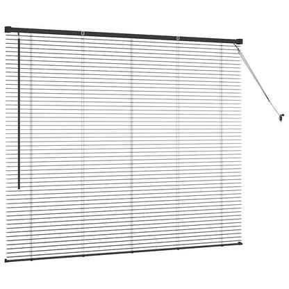 Fensterjalousie mit Vorhängen Schwarz Aluminium