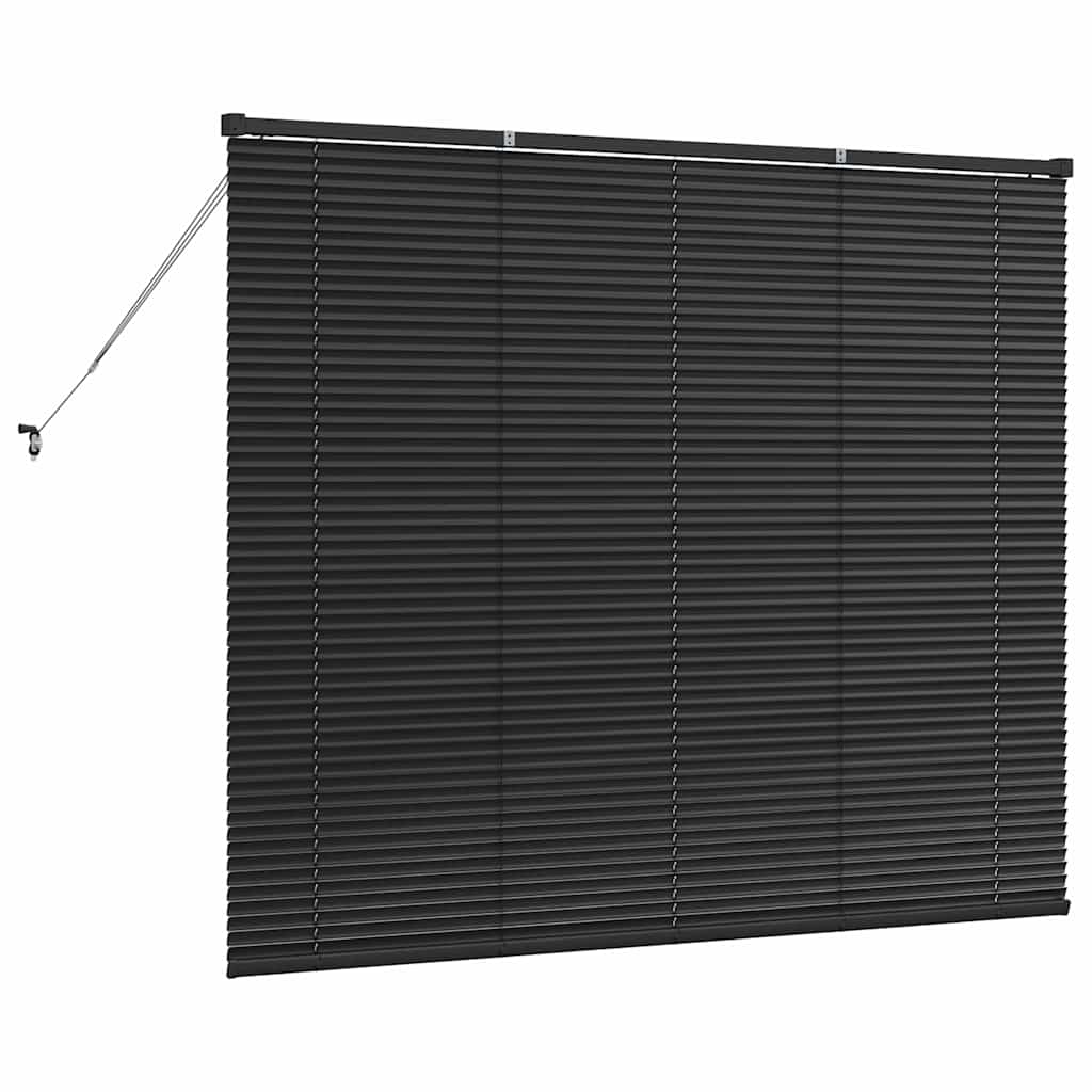 Fensterjalousie mit Vorhängen Schwarz Aluminium