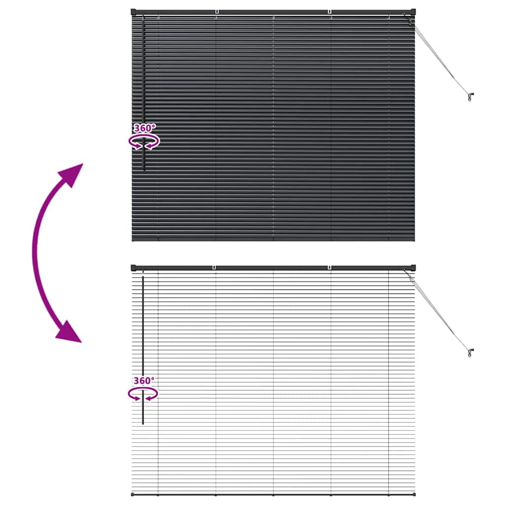 Fensterjalousie mit Vorhängen Schwarz Aluminium