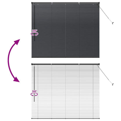 Fensterjalousie mit Vorhängen Schwarz Aluminium