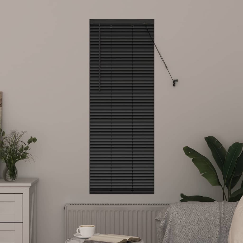 Fensterjalousie mit Vorhängen Schwarz Aluminium