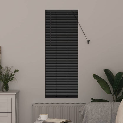 Fensterjalousie mit Vorhängen Schwarz Aluminium