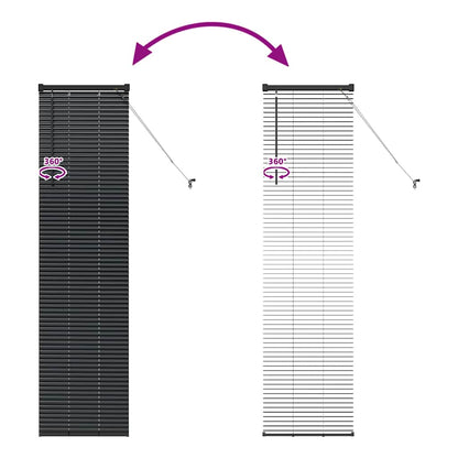 Fensterjalousie mit Vorhängen Schwarz Aluminium