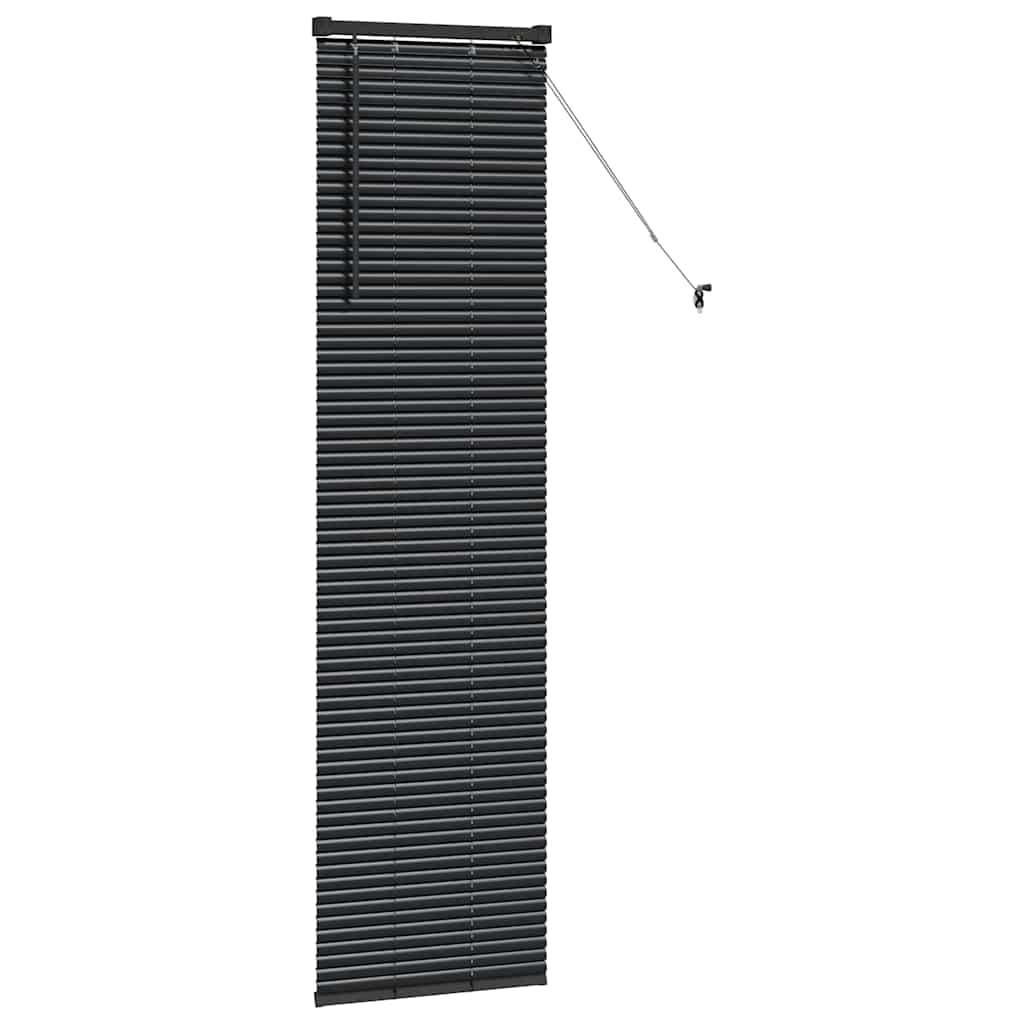 Fensterjalousie mit Vorhängen Schwarz Aluminium