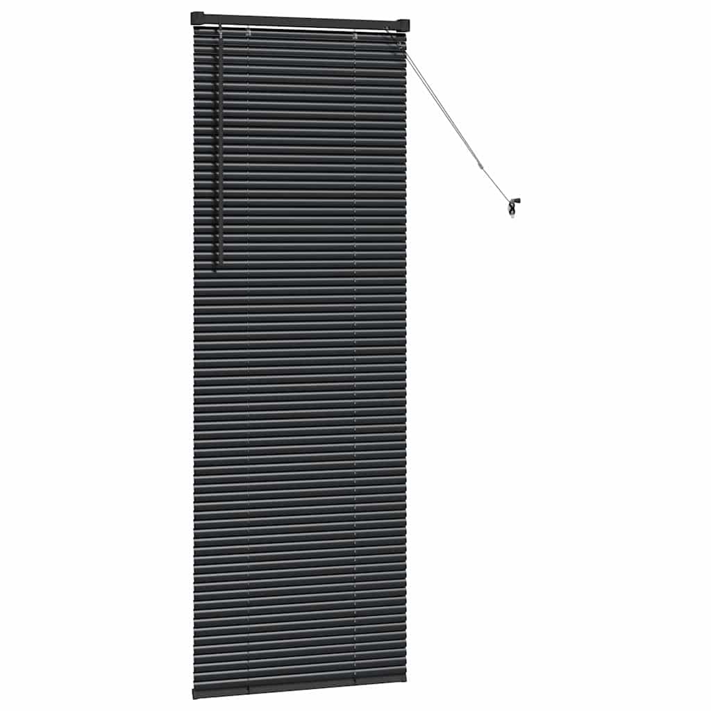 Fensterjalousie mit Vorhängen Schwarz Aluminium