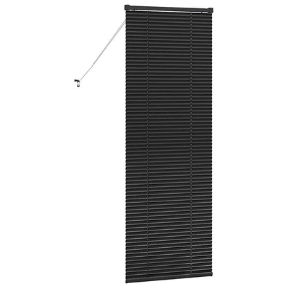 Fensterjalousie mit Vorhängen Schwarz Aluminium
