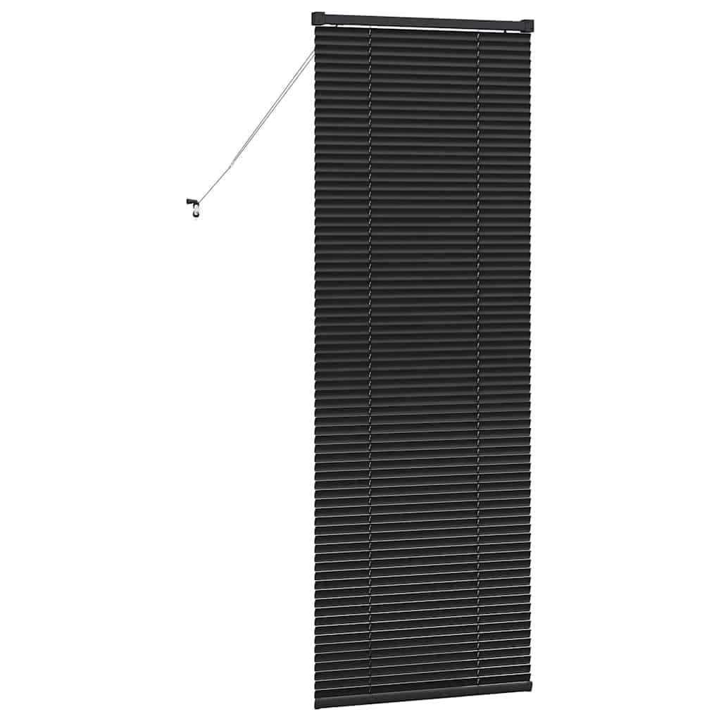 Fensterjalousie mit Vorhängen Schwarz Aluminium