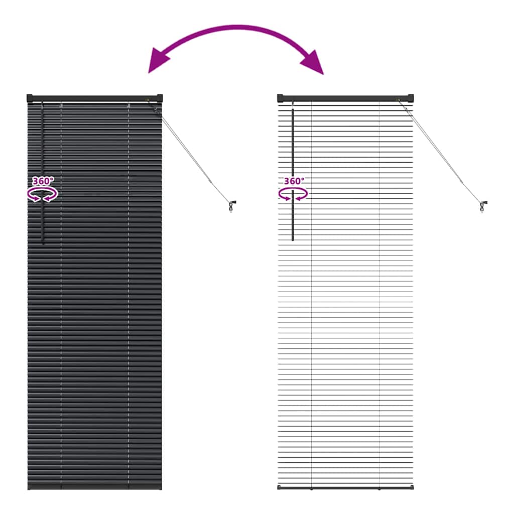 Fensterjalousie mit Vorhängen Schwarz Aluminium