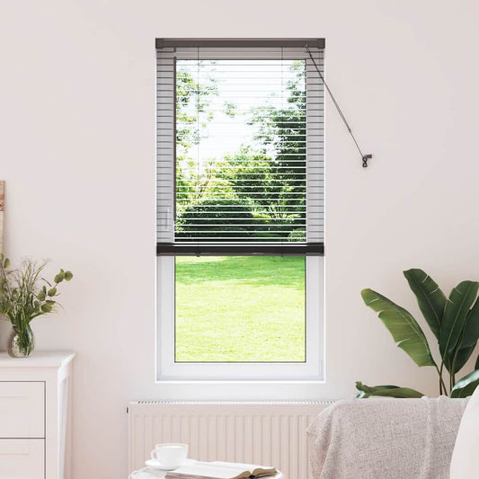 Fensterjalousie mit Vorhängen Schwarz Aluminium