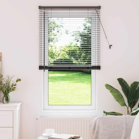 Fensterjalousie mit Vorhängen Schwarz Aluminium
