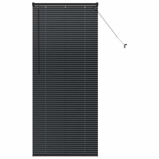 Fensterjalousie mit Vorhängen Schwarz Aluminium