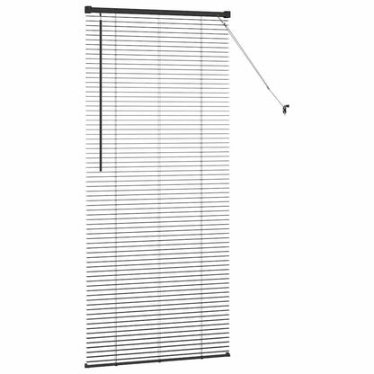 Fensterjalousie mit Vorhängen Schwarz Aluminium