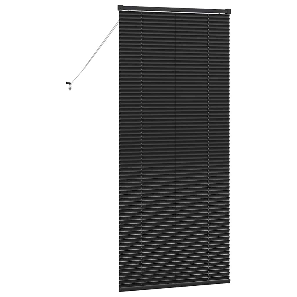 Fensterjalousie mit Vorhängen Schwarz Aluminium