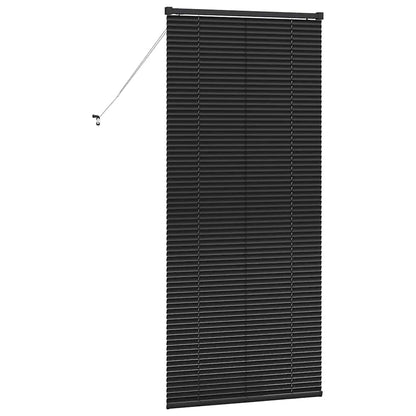 Fensterjalousie mit Vorhängen Schwarz Aluminium