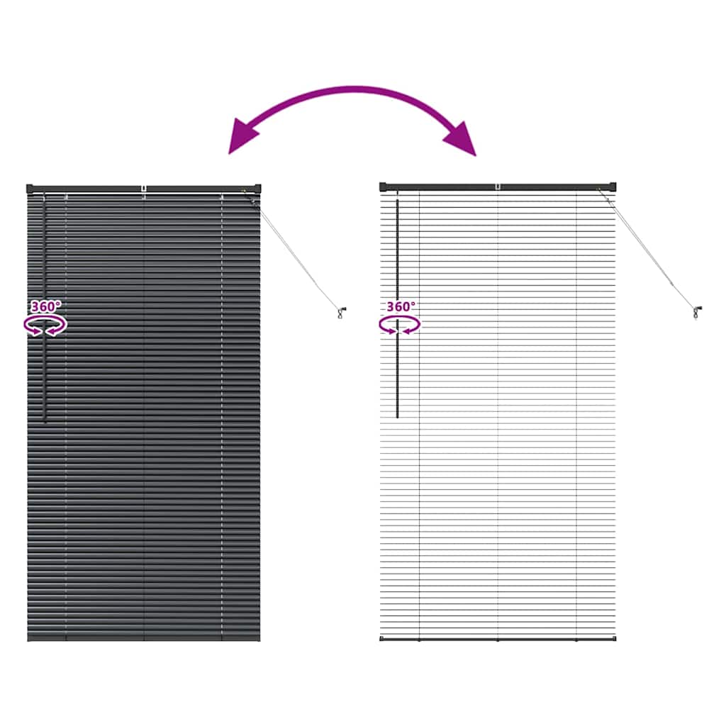 Fensterjalousie mit Vorhängen Schwarz Aluminium