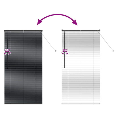 Fensterjalousie mit Vorhängen Schwarz Aluminium