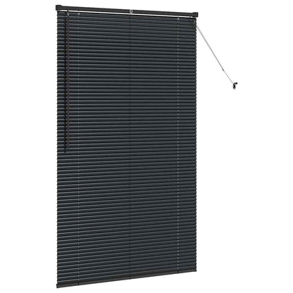 Fensterjalousie mit Vorhängen Schwarz Aluminium