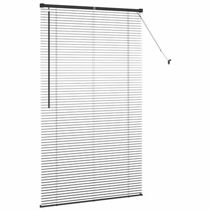 Fensterjalousie mit Vorhängen Schwarz Aluminium