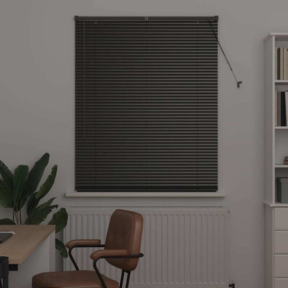 Fensterjalousie mit Vorhängen Schwarz Aluminium