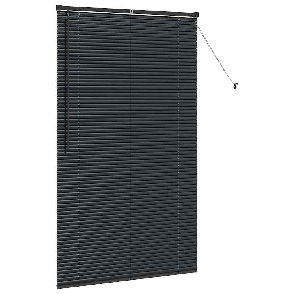 Fensterjalousie mit Vorhängen Schwarz Aluminium