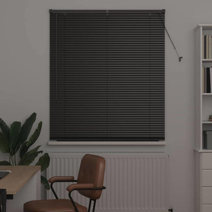 Fensterjalousie mit Vorhängen Schwarz Aluminium