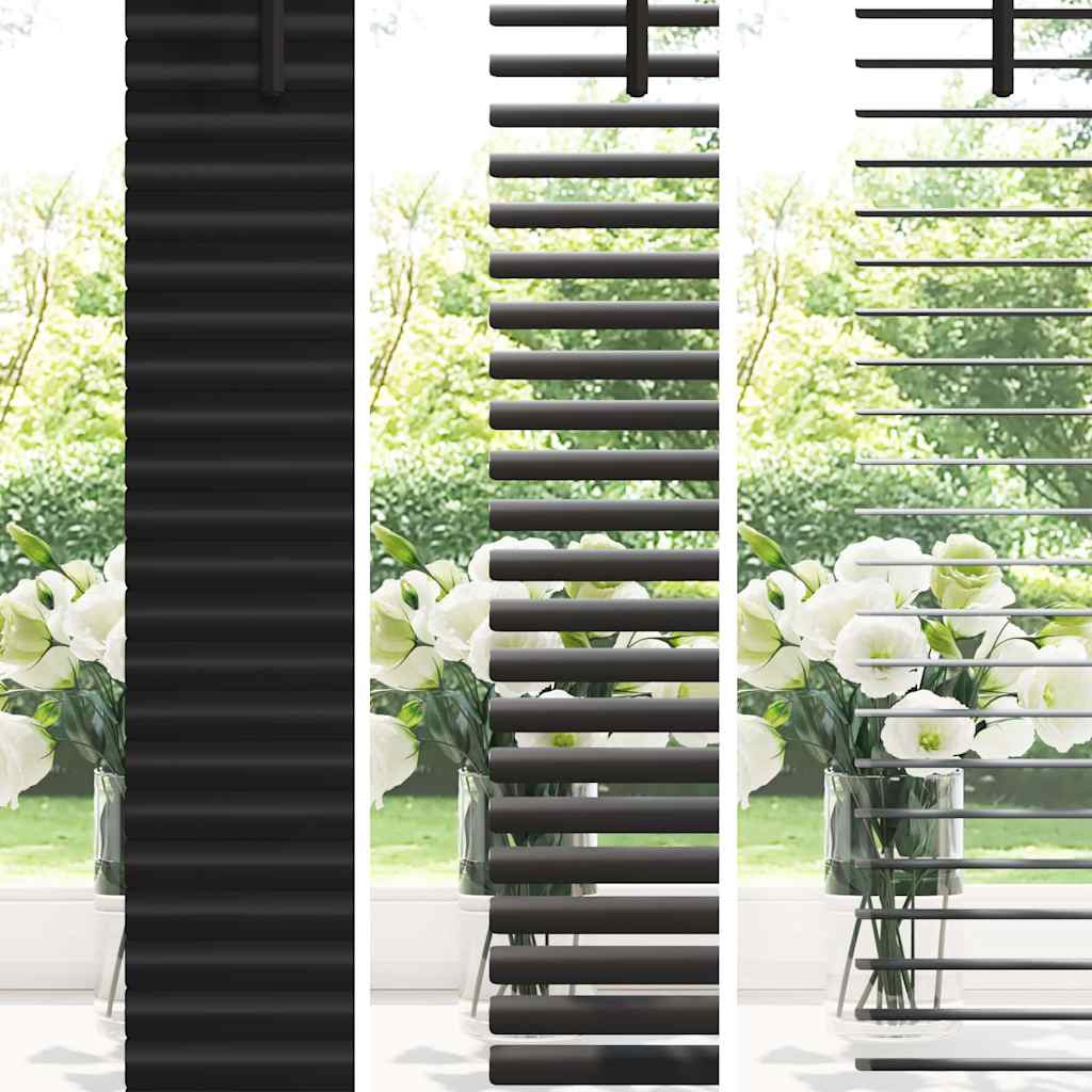 Fensterjalousie mit Vorhängen Schwarz Aluminium