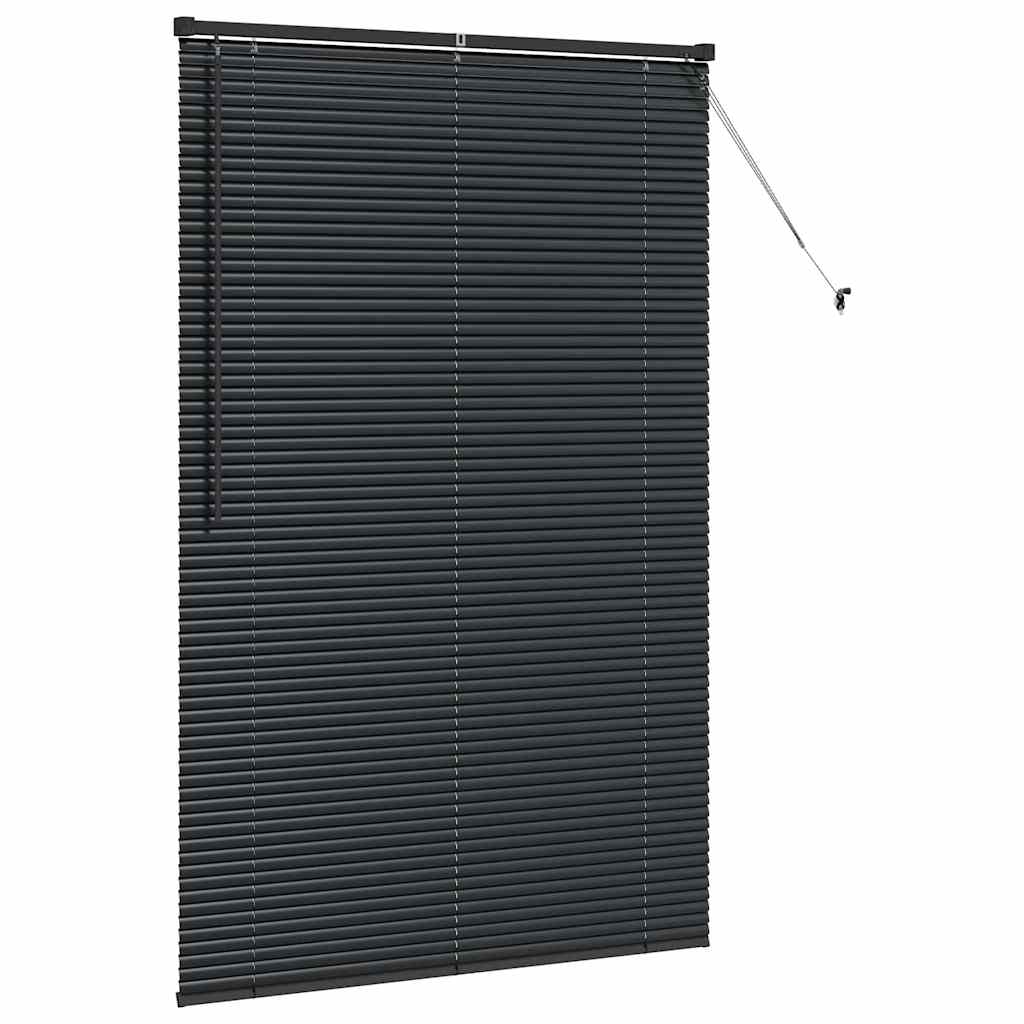 Fensterjalousie mit Vorhängen Schwarz Aluminium