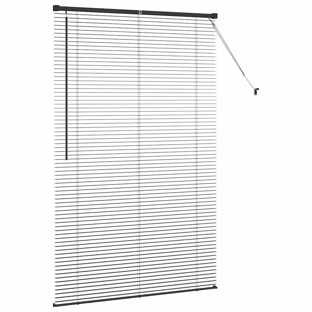 Fensterjalousie mit Vorhängen Schwarz Aluminium