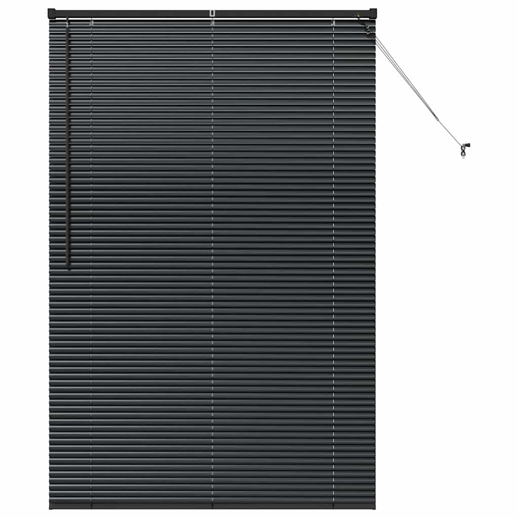 Fensterjalousie mit Vorhängen Schwarz Aluminium