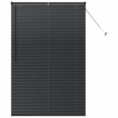 Fensterjalousie mit Vorhängen Schwarz Aluminium