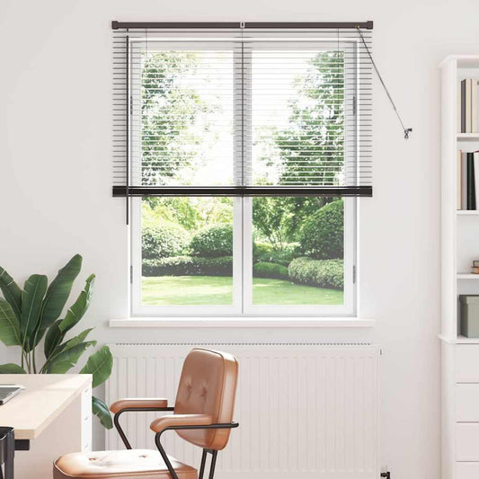 Fensterjalousie mit Vorhängen Schwarz Aluminium