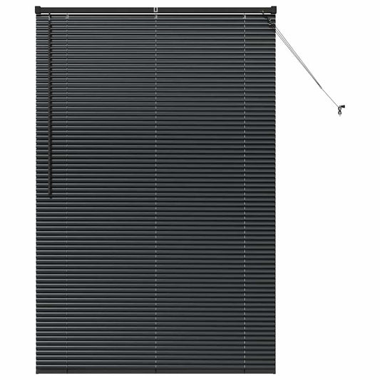Fensterjalousie mit Vorhängen Schwarz Aluminium