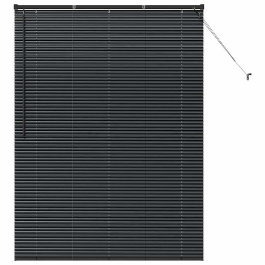 Fensterjalousie mit Vorhängen Schwarz Aluminium