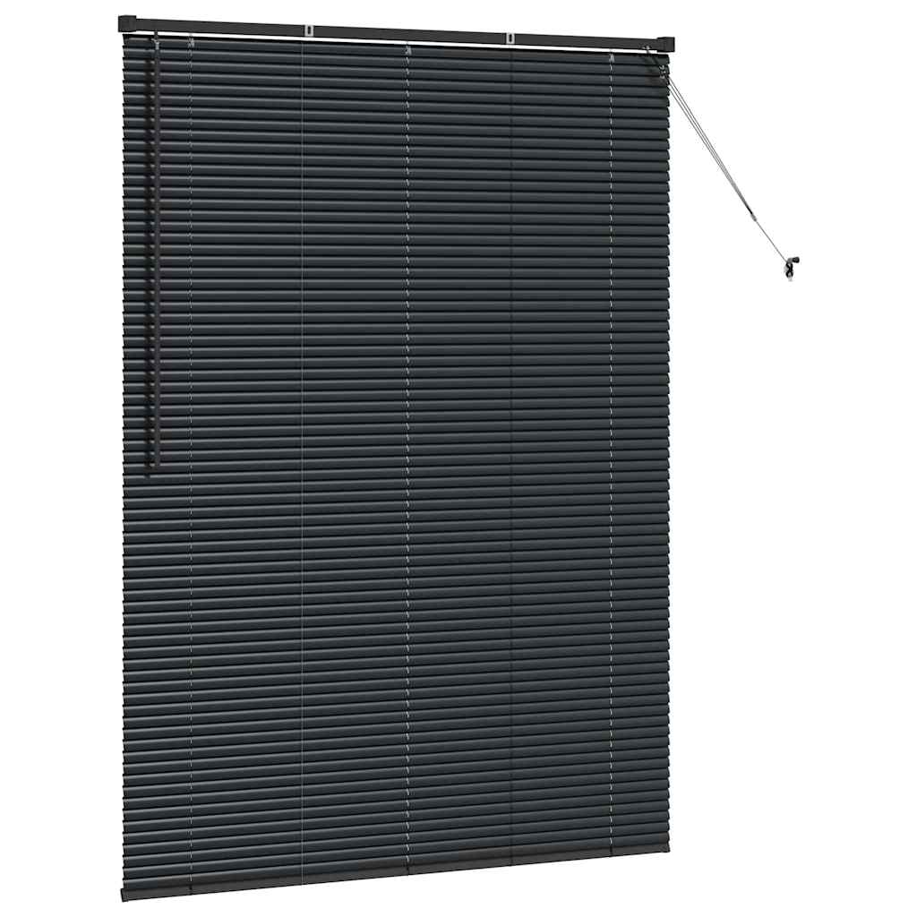Fensterjalousie mit Vorhängen Schwarz Aluminium