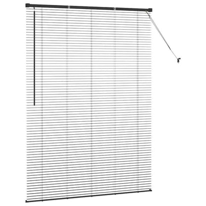 Fensterjalousie mit Vorhängen Schwarz Aluminium