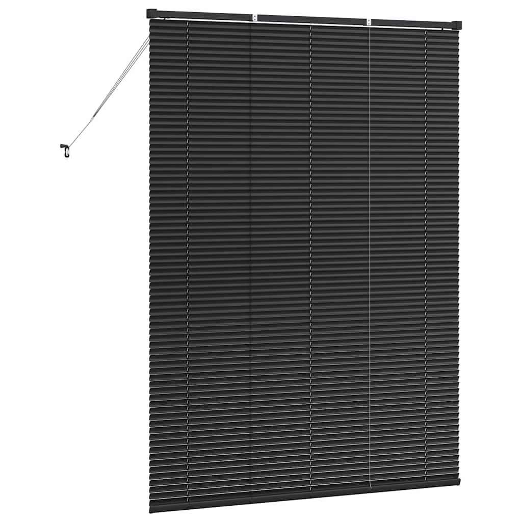 Fensterjalousie mit Vorhängen Schwarz Aluminium